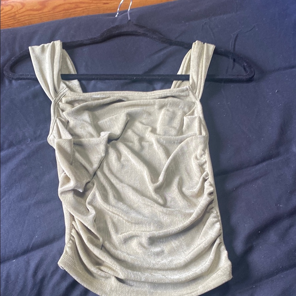 SHEIN Gray Ruched Sleeveless Tank Top